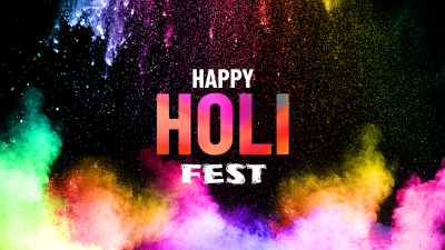 Neon Art Pigment Style Background Holi Festival Celebrate Party Invitation Letter