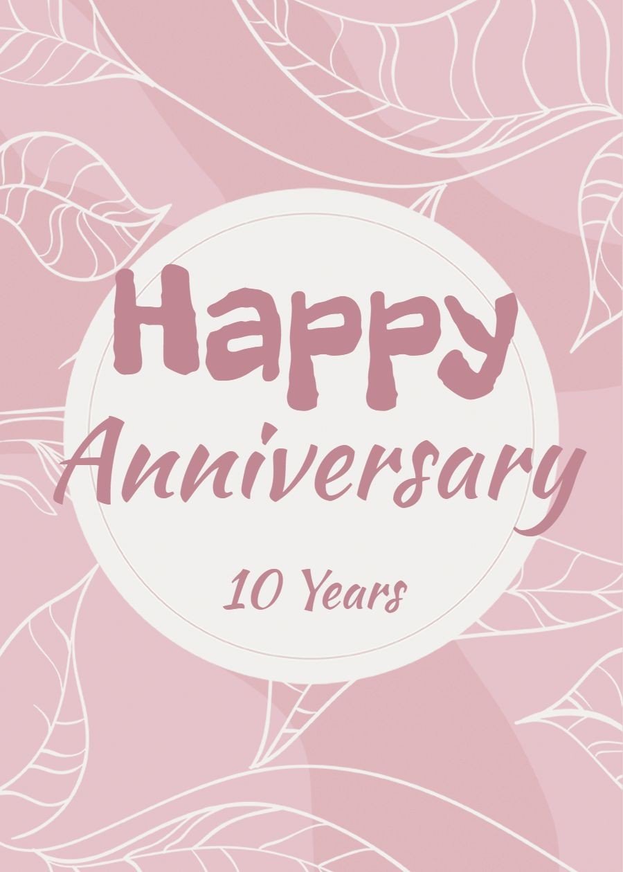 Simple Literary Style Hand Painted White Leaves Wedding anniversary Greeting Card