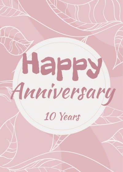 Simple Literary Style Hand Painted White Leaves Wedding anniversary Greeting Card