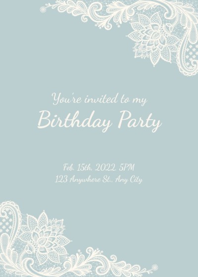 Simple Literary Hand Painted Pattern Element Birthday party Invitation Letter