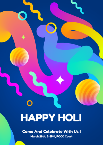 Colorful Block Style Holi festival invitation letter