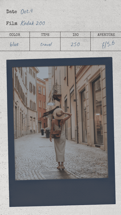 Vintage Girl Traveling Travelog Record Polaroid Instagram Story
