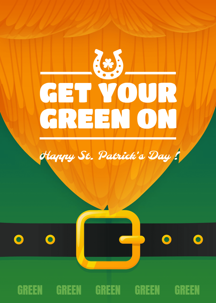 Retro Style Cartoon Belt Element St' Patrick's day Greeting Card