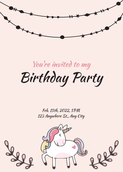 Cute Style Hand Painted Cartoon Leaves Element Birthday Party Invitation Letter