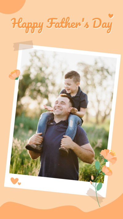 Simple Orange Color Block Polaroid Style Father's Day Greeting Instagram Story