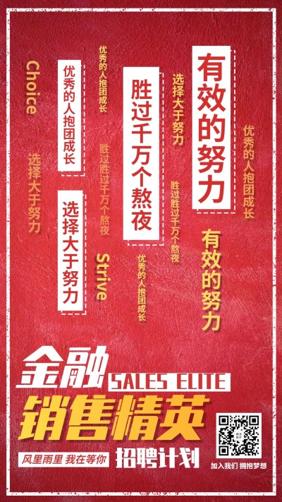 金融保险金融销售精英招聘计划创意排版海报