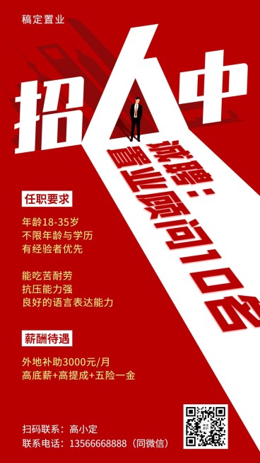 房地产销售招聘创意海报预览效果