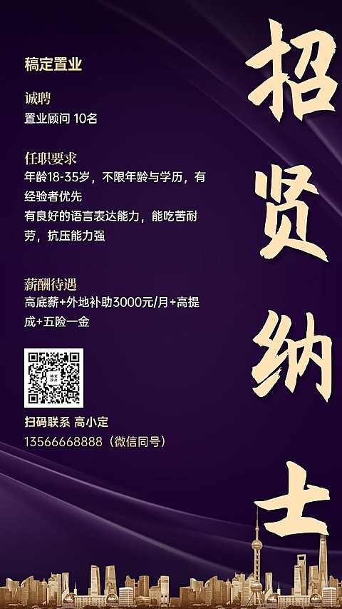 房地产销售人才招聘海报