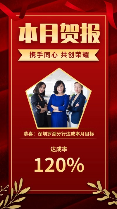 金融保险银行本月贺报业绩表彰海报