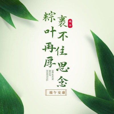 端午节安康祝福问候粽叶方形海报