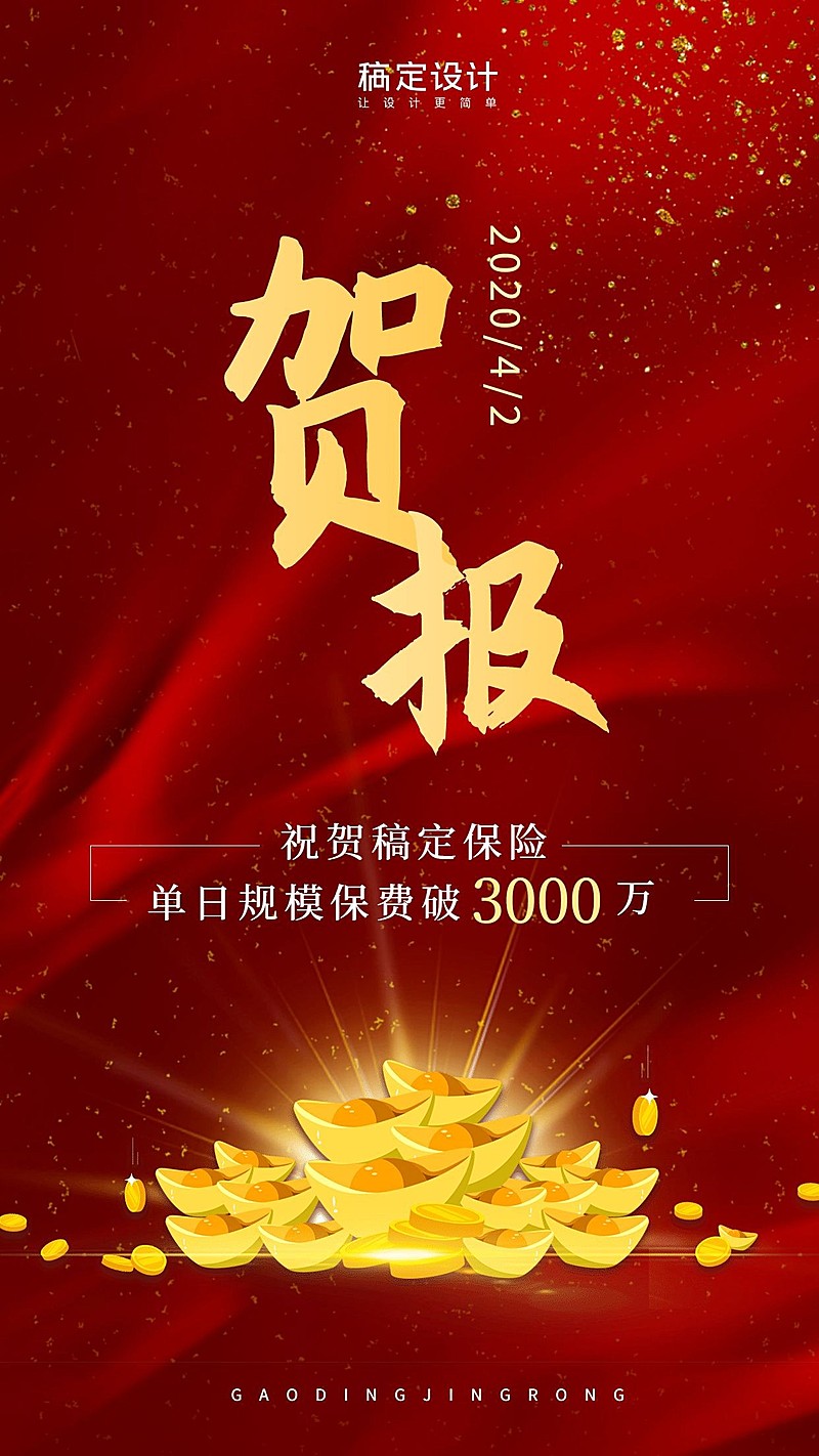 金融保险保费破千万贺报喜报表彰海报