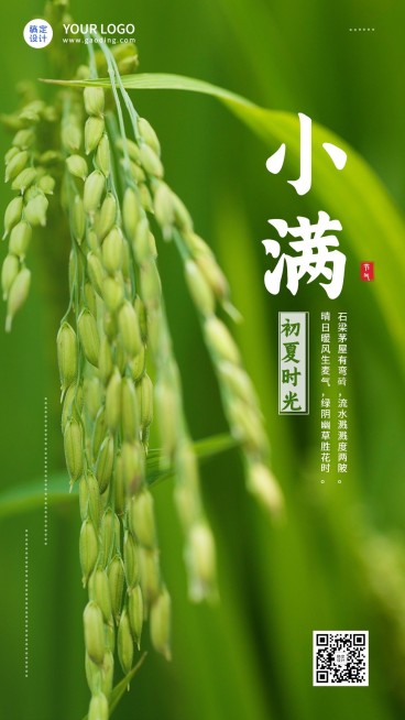 小满节气祝福古诗词实景排版手机海报预览效果