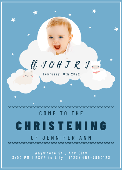 Cloud Infant Baby shower invitation letter