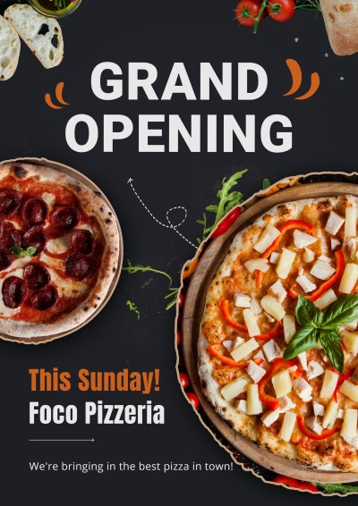 Commercial Pizza Restaurant Grand Opening Food Flyer