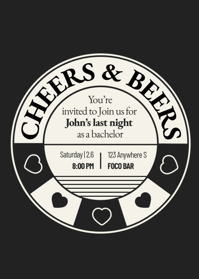 Retro Style Circle Element Bachelor party invitation letter