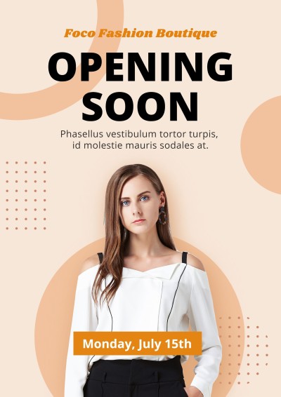 Simple Orange Circle Decorate Women's Apparel Store Grand Opening Advertising Flyer