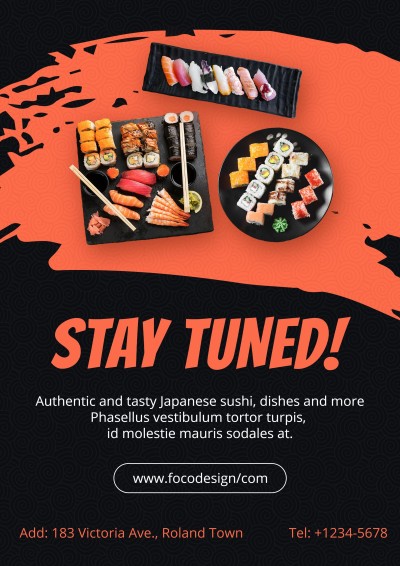 Simple Brush Pattern Japanese Sushi Restaurant Grand Opening Food Flyer