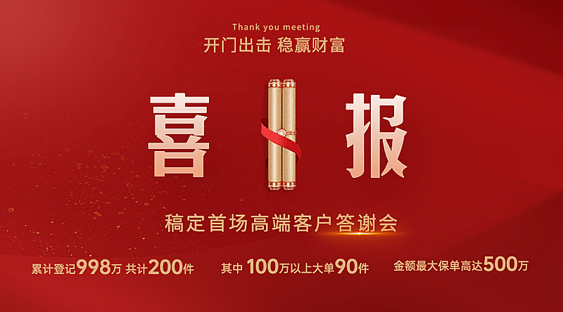 金融保险财节日营销喜庆喜报广告banner