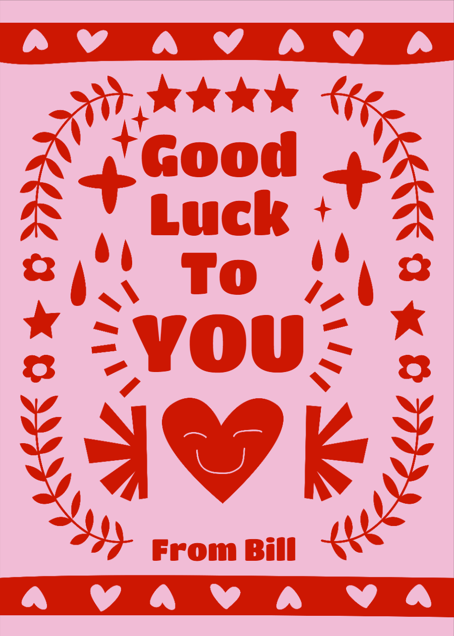 Simple Style Red Color System Good luck Greeting Card