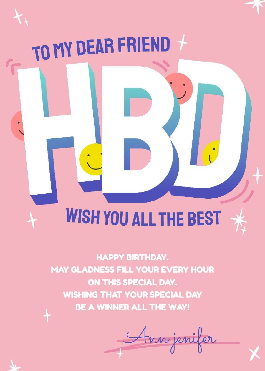 Literary Style Smile Face Element Birthday Greeting Card