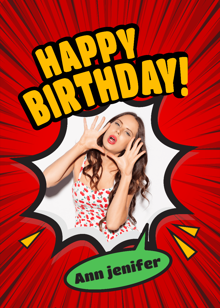 Retro Cartoon Style Dialog Box Element Birthday Greeting Card