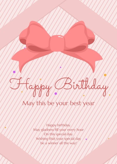 Literary Fashion Style Pink Line ELement Birthday Greeting Card