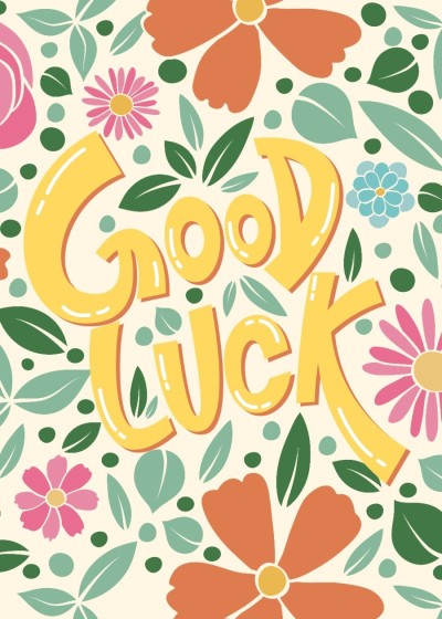Retro Cute Style Hand Painted Leaves Surround Good luck Greeting Card