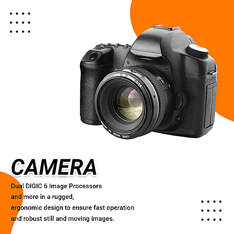 Orange Color Block Camera Smart Digital Electronic Devices Ecommerce Product Image