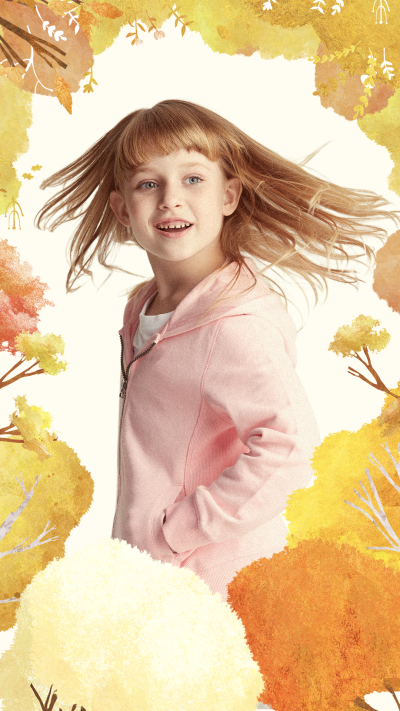 Literary Watercolor Trees Background Girl Instagram Story