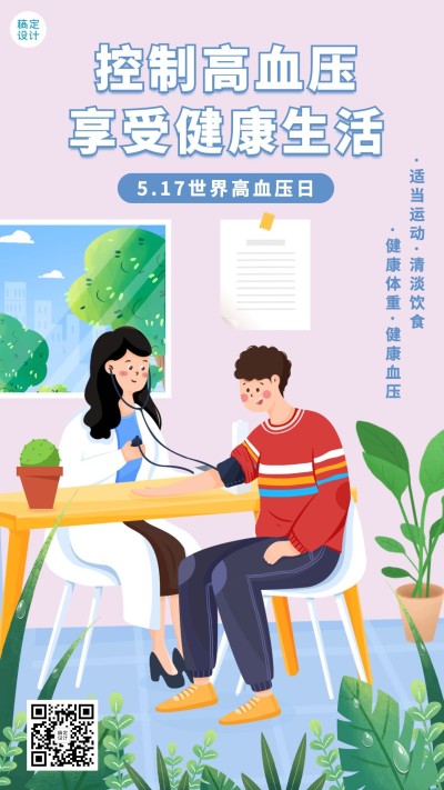 世界高血压日节日宣传手机海报