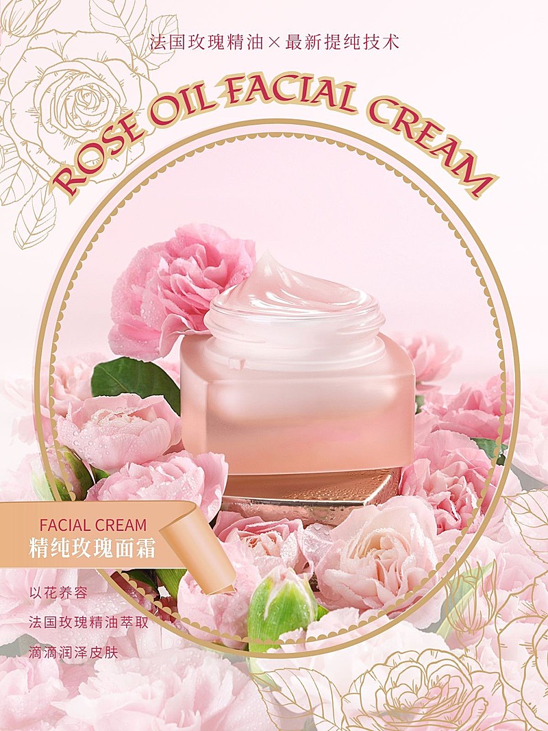 营销护肤美容面霜广告复古风plog模板