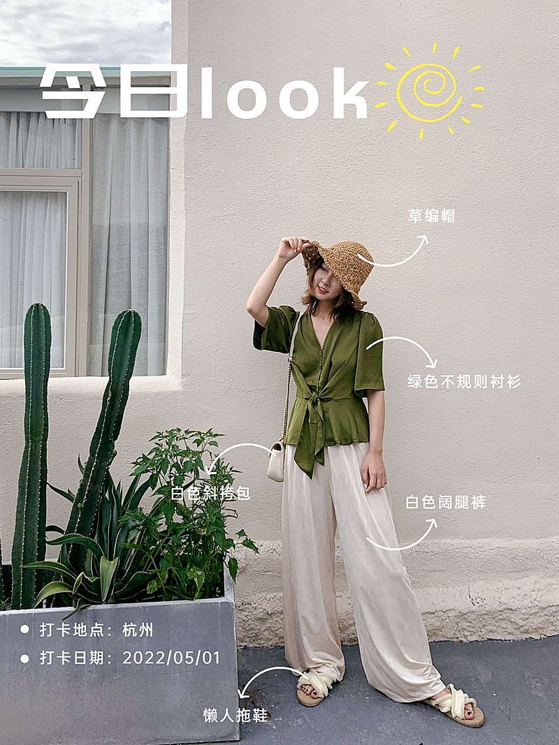 日常穿搭旅游分享简约风plog模板