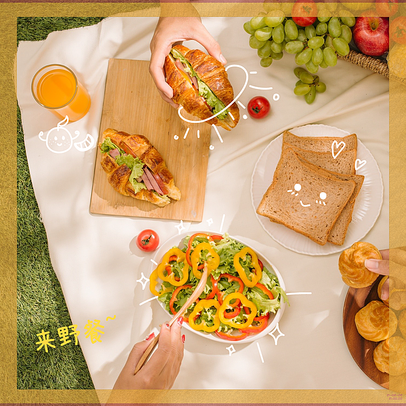 夏天野餐食物外出美食记录简单风plog模板