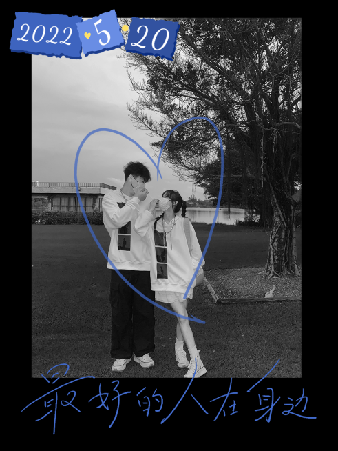 520情人节情侣合照文艺风plog模板预览效果