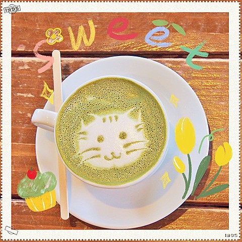 探店咖啡美食手绘猫咪鲜花可爱风plog模板