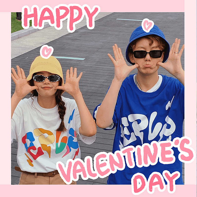 情人节情侣晒照秀恩爱拍立得plog模板