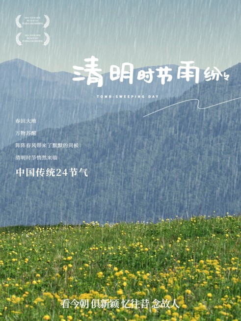 清明-节气祝福简约风plog模板预览效果