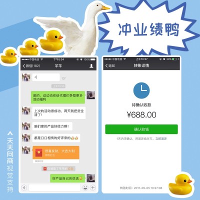 冲业绩鸭双图方形海报