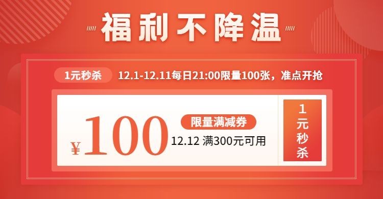 双十二促销简约红色优惠券预览效果