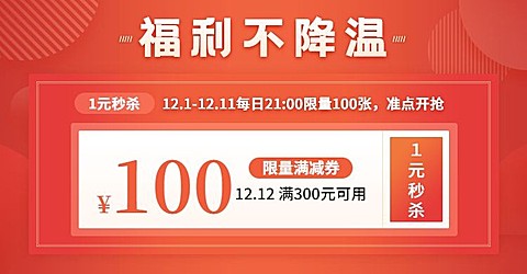 双十二促销简约红色优惠券