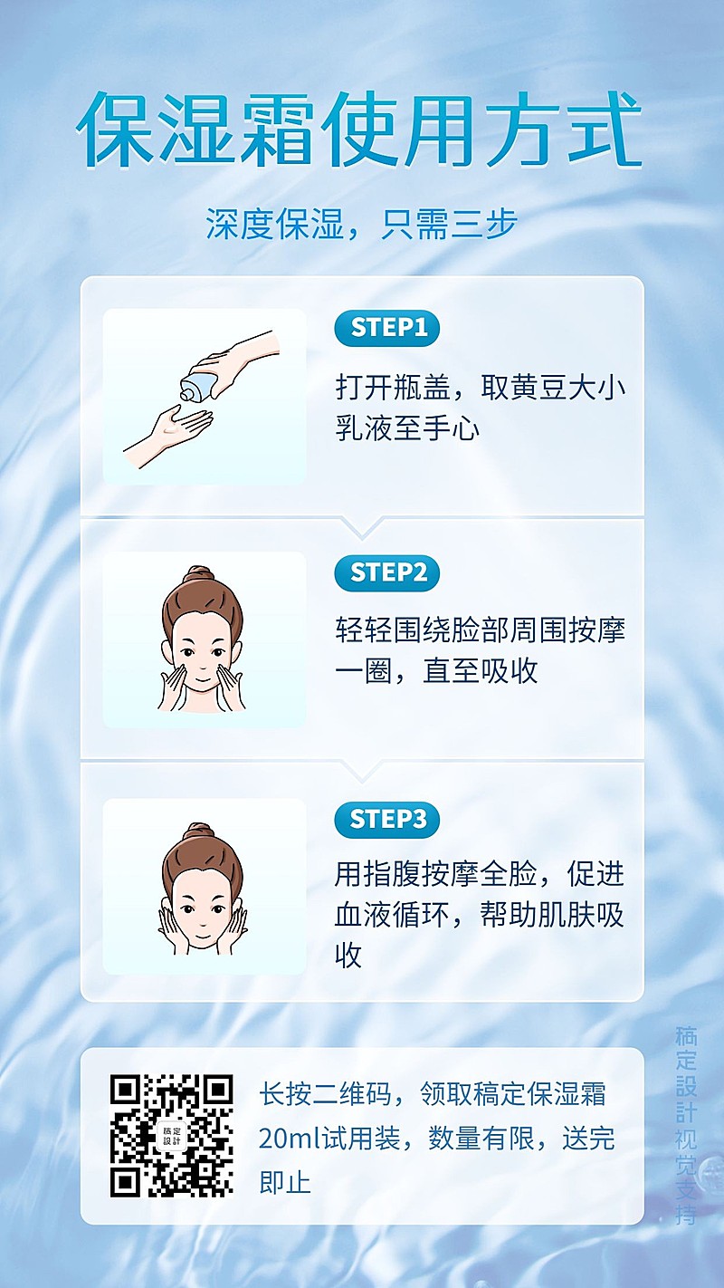 保湿霜使用方法海报