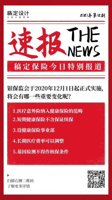 金融保险热点事件速报新闻手机海报预览效果