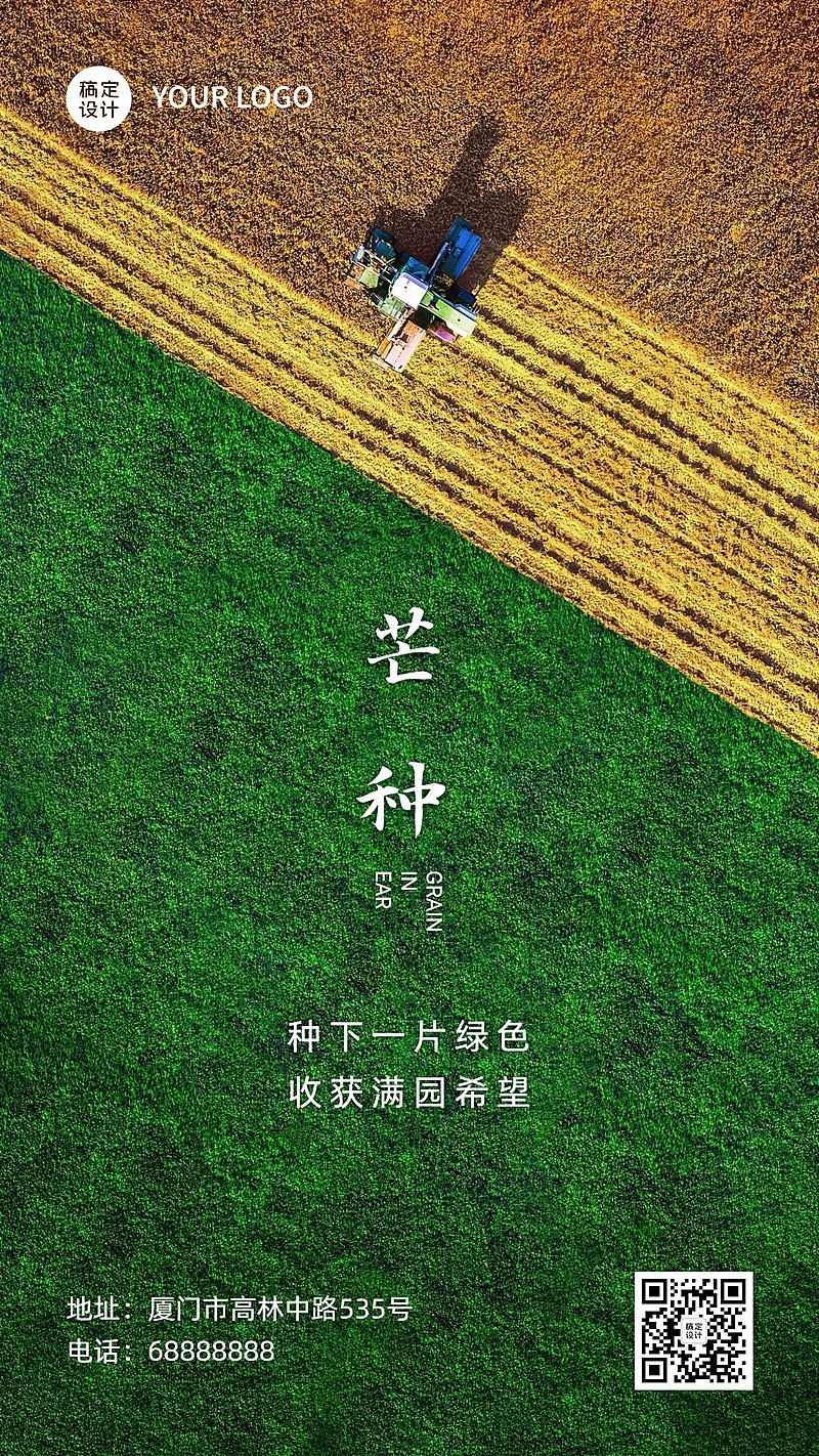 芒种节气问候祝福实景手机海报