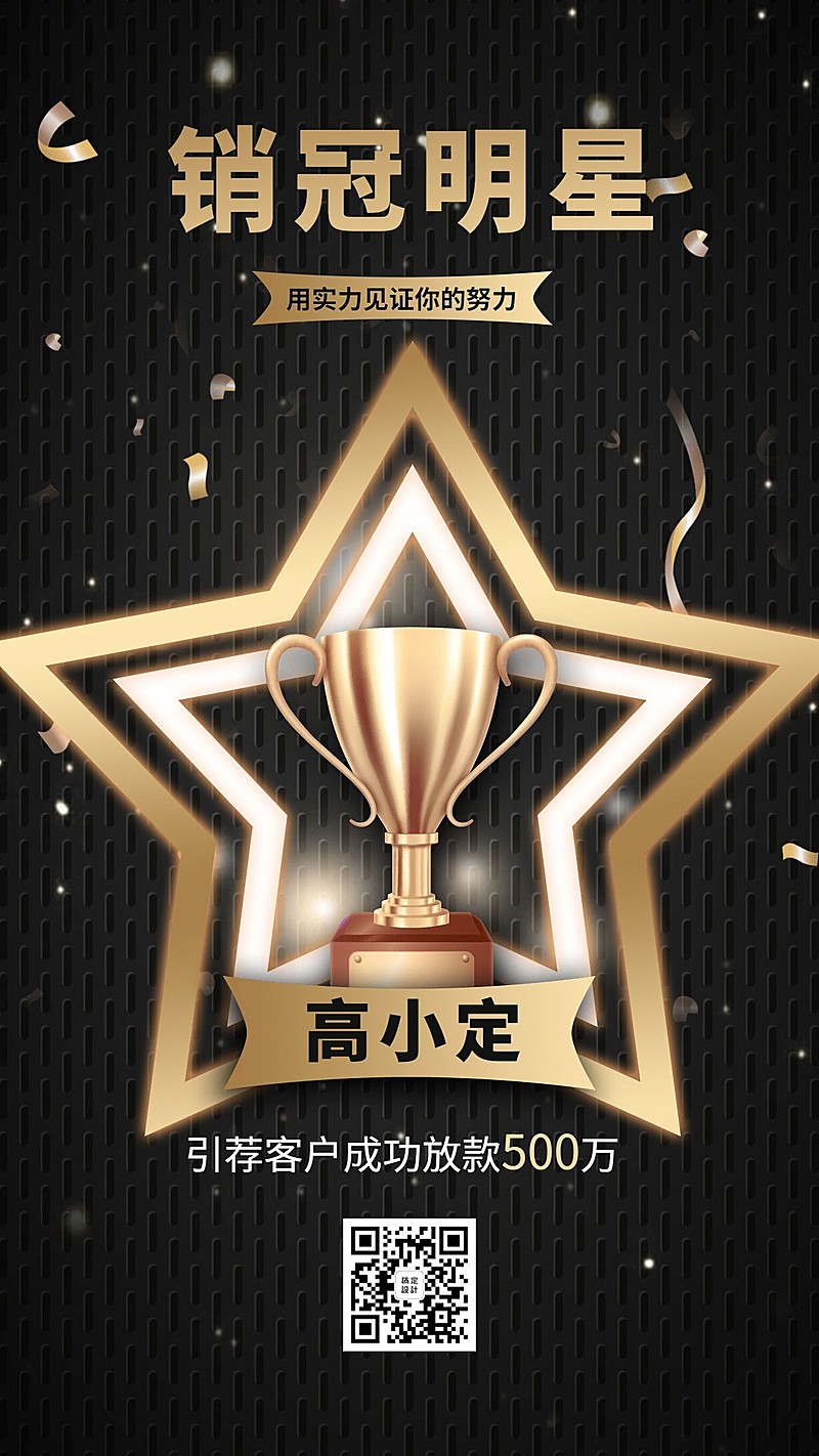 金融保险销冠明星喜报表彰奖杯手机海报