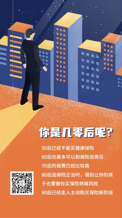 金融保险保险理念你是几零后手绘海报