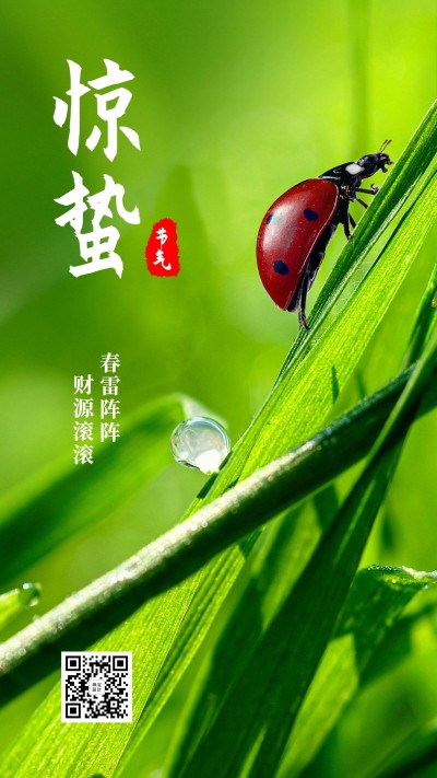 金融保险惊蛰节气祝福竖版海报