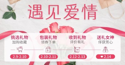 情人节文艺粉色玫瑰促销海报banner