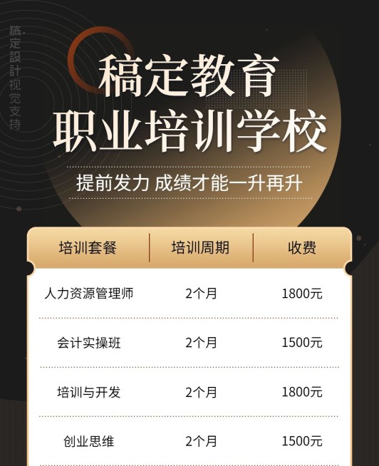 职业培训/价目表/手机海报可延长预览效果