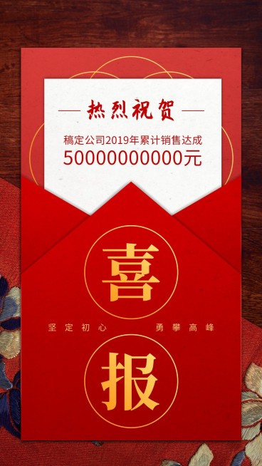 金融保险销售必备喜报表彰信函式手机海报预览效果