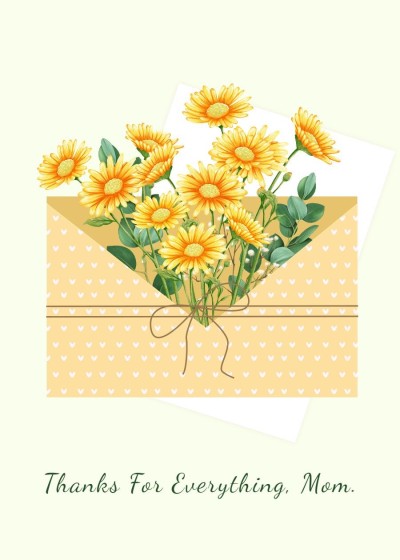 Literary Hand Painted Letter Frame Bouquet Thank Mom Card